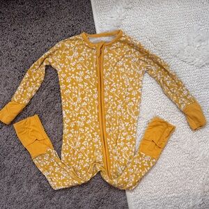 Little Sleepies Mustard Floral Zip Front Footed Pajama